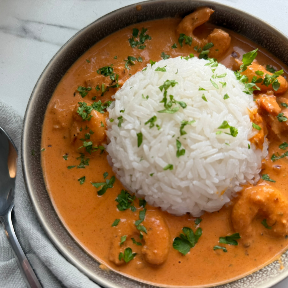 Rejer i cremet tomatsauce