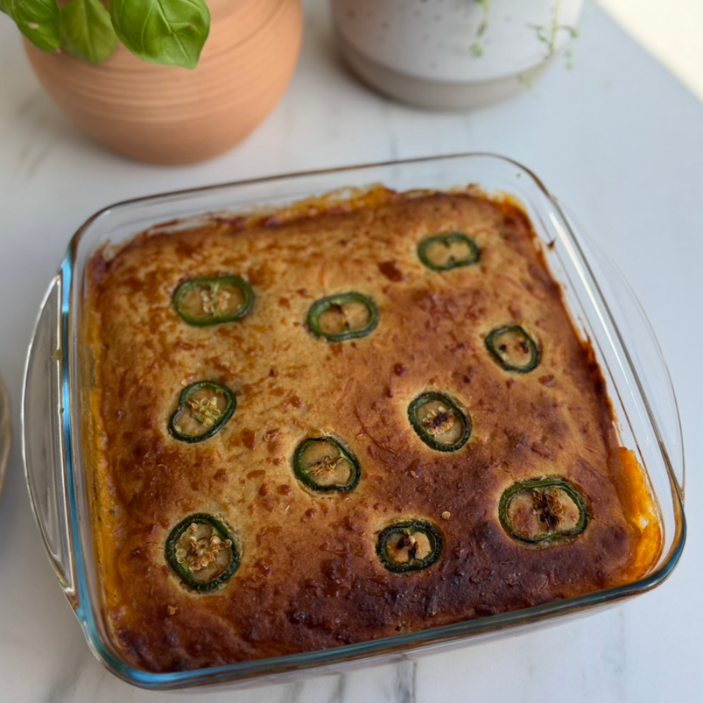 Chicken pot pie med cornbread