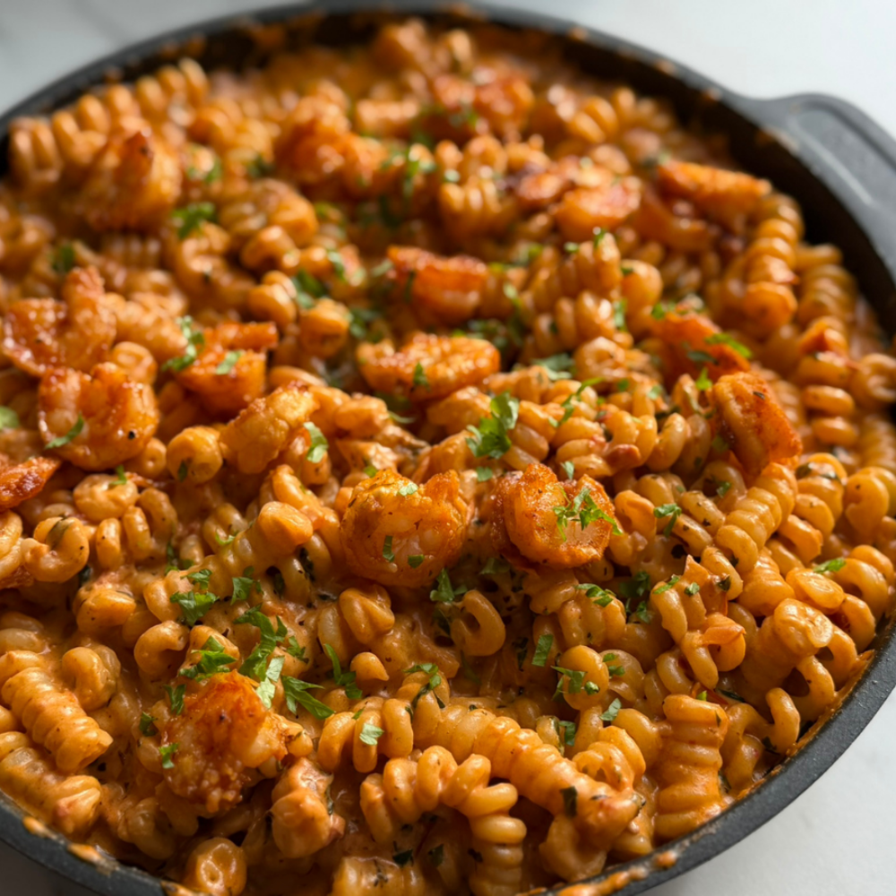 Cream cheese pasta med cajunrejer