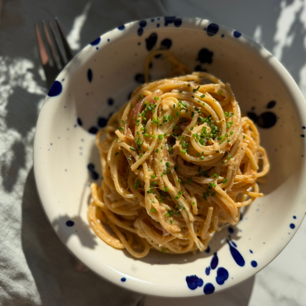 Karamelliseret rødløgspasta